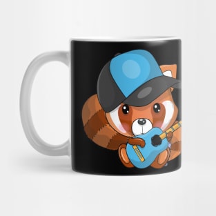 Cute cartoon red panda playing a guitar Mug